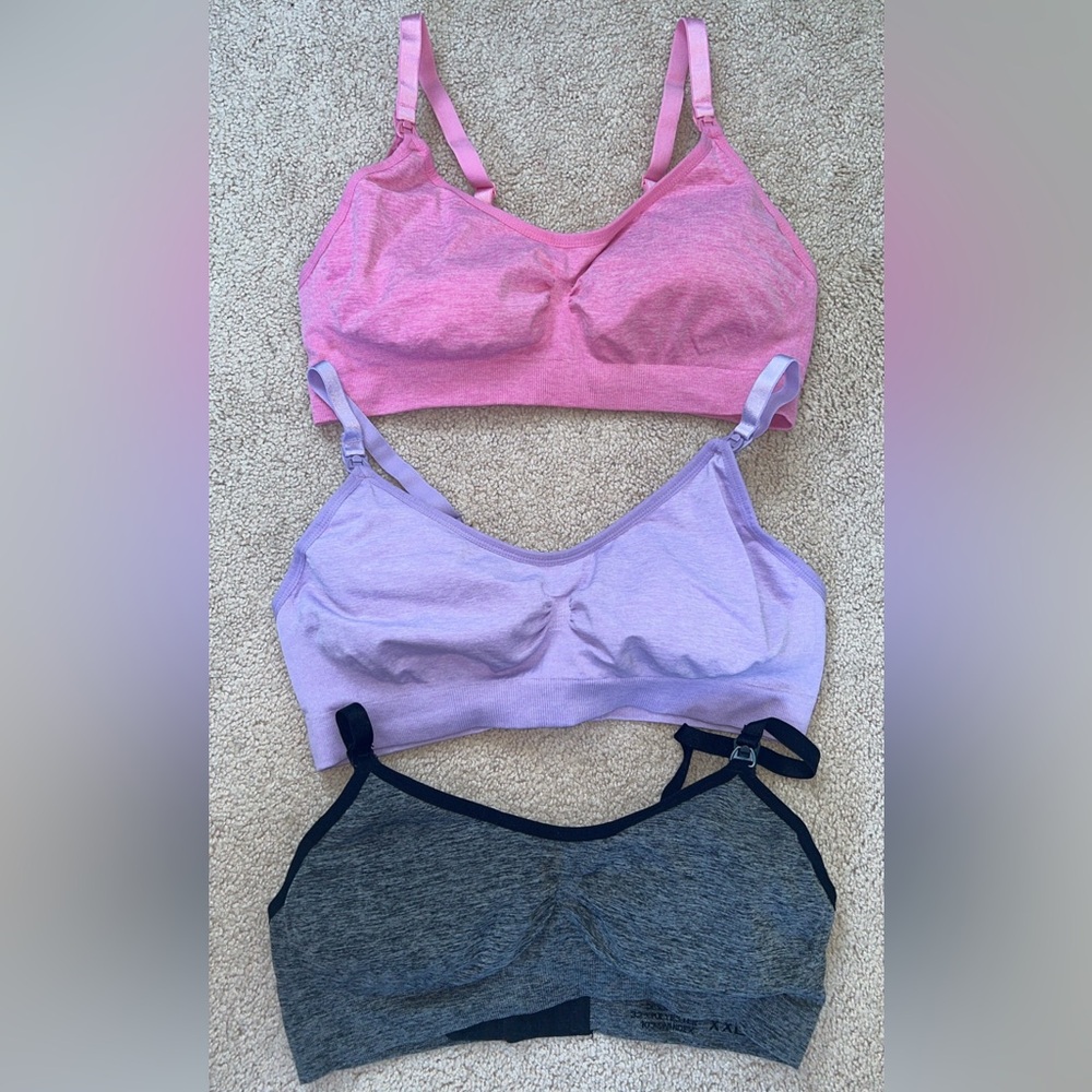 Nursing Bras New set of 3 XXL purple, pink, black